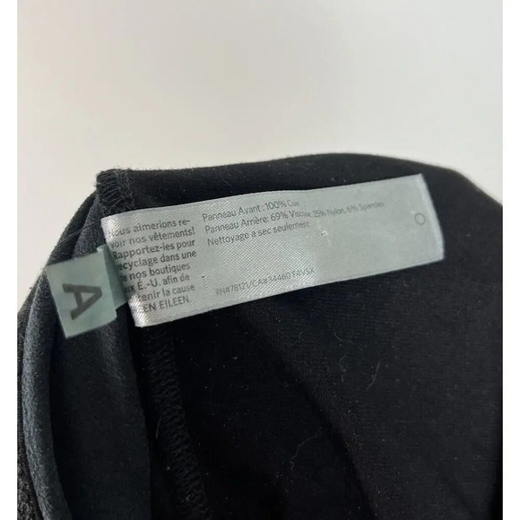 Eileen Fisher Ponte Black Leather Front Panel Legging Pants Size Large Stretch - Picture 7 of 9